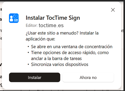 edge instalar toctime sign