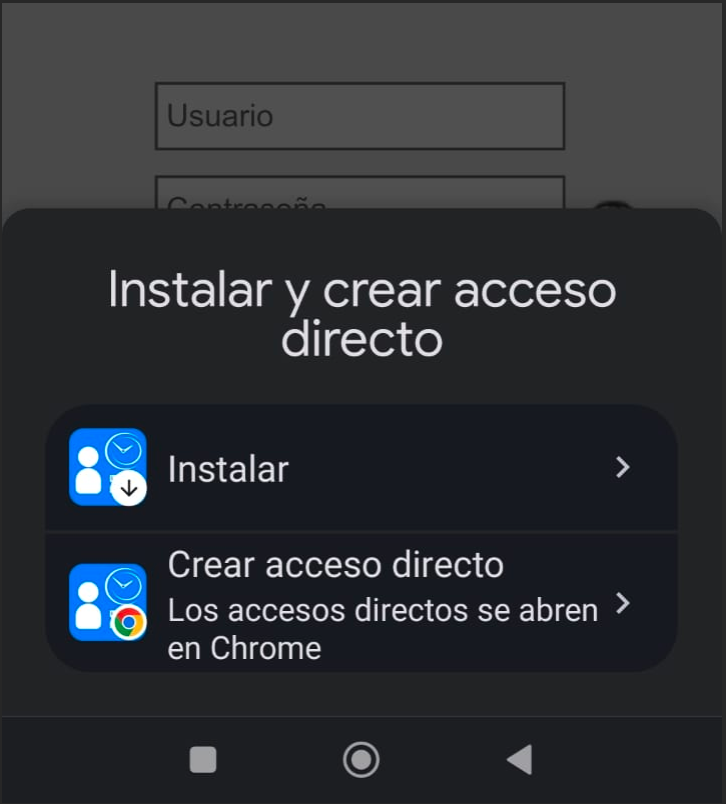 instalar y crear acceso directo android chrome